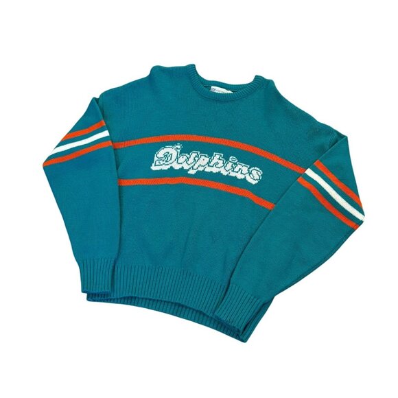 Vintage 80's Miami Dolphins NFL Cliff Engle Sweater Don Shula Teal Blue Men's XL - Picture 4 of 7